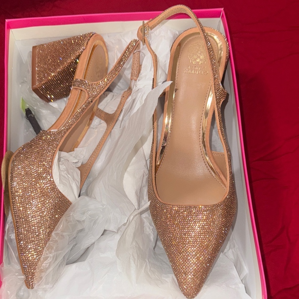 Vince Camuto Glittering Gold Slingback Heels